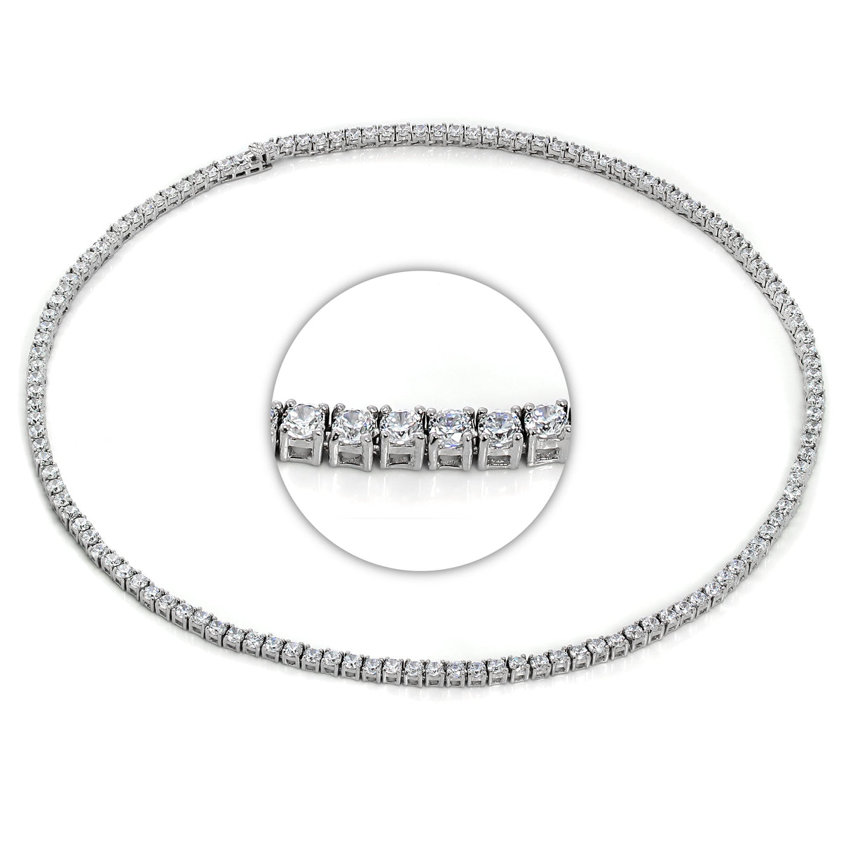 Collier Tennis Collette en argent sterling et cristal CZ de 43 cm