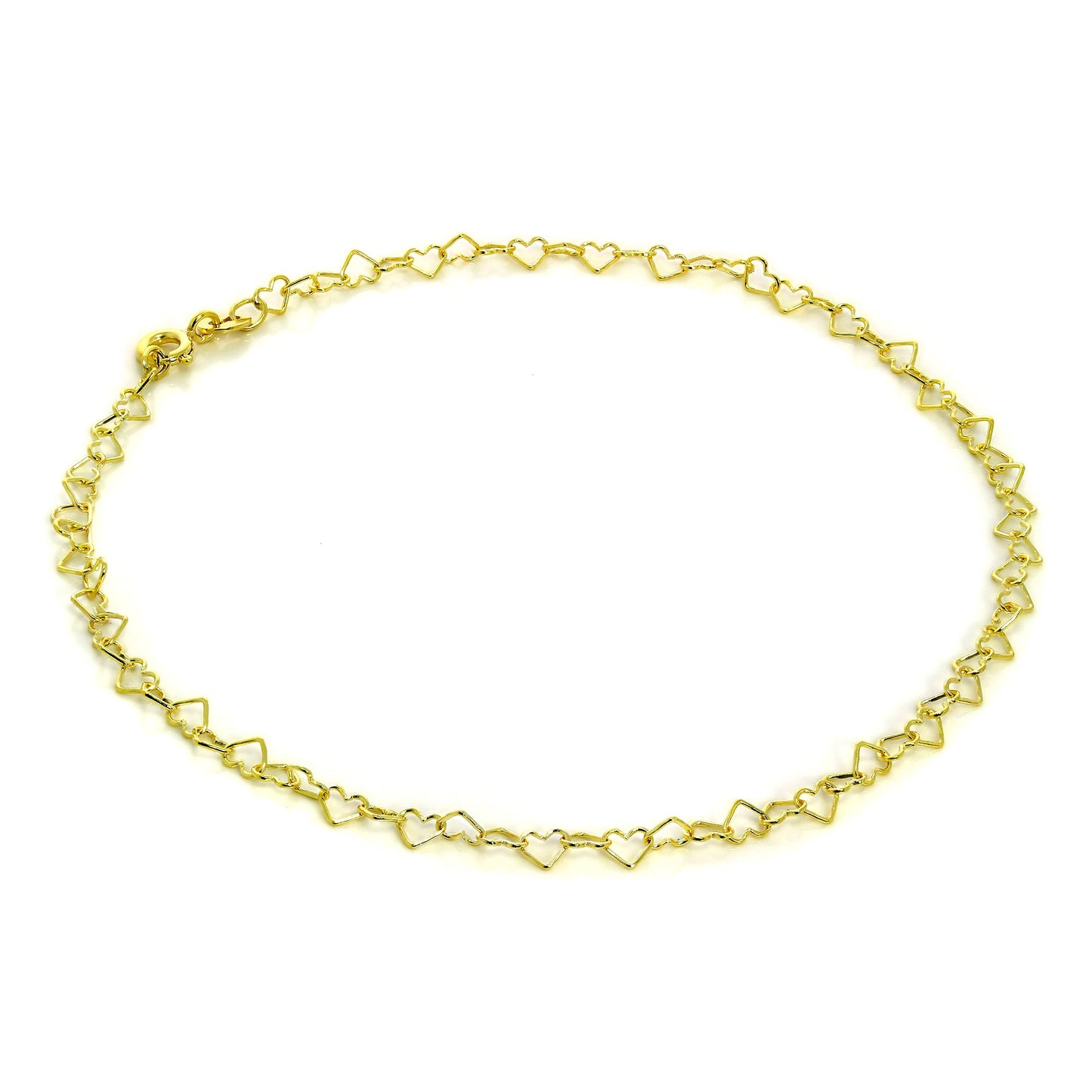 Bracelet de cheville en or 9 carats avec cœurs ouverts