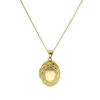 Médaillon ovale en or 9 carats avec motif floral sur chaîne de 40 à 45 cm