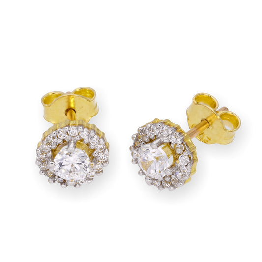 Boucles d'oreilles à tige en or 9 carats et cristal CZ transparent