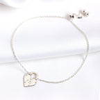 Bracelet personnalisé en argent sterling avec cadenas en forme de cœur et initiales