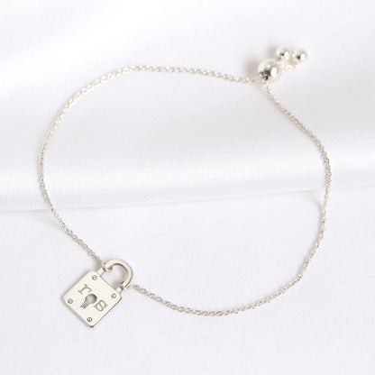Bracelet cadenas personnalisé en argent sterling avec initiales