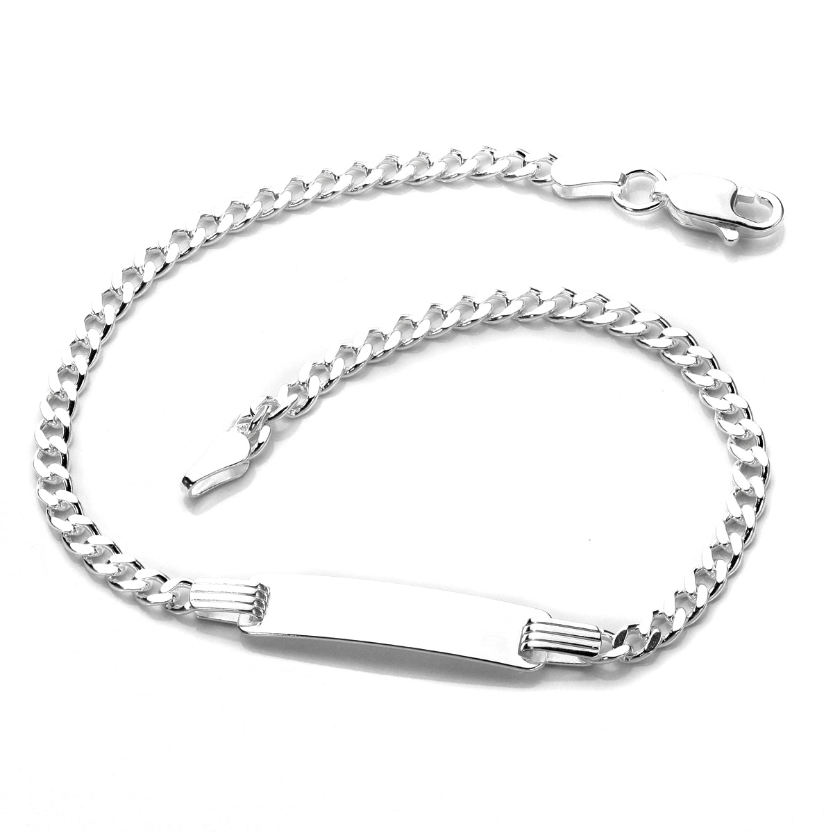 Bracelet plaque d'identité en argent sterling