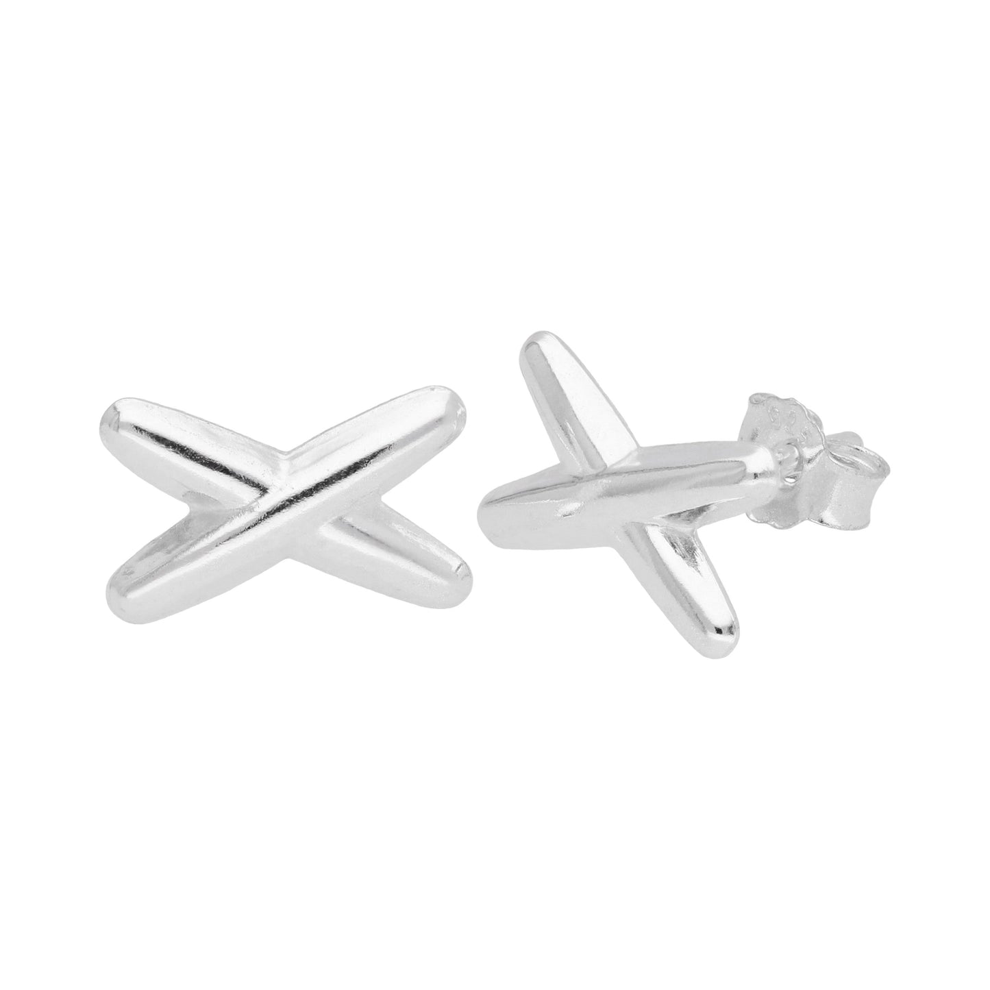 Boucles d'oreilles à tige en argent sterling avec motif baiser surélevé