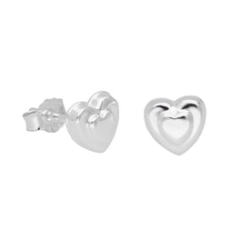 Boucles d'oreilles à tige en argent sterling en forme de cœur surélevé
