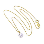 Collier pendentif en or 9 carats et grand cristal CZ transparent de 40 à 50 cm