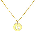 Collier pendentif en or 9 carats avec empreintes de pas découpées, 40 à 50 cm