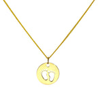 Collier pendentif en or 9 carats avec empreintes de pas découpées, 40 à 50 cm