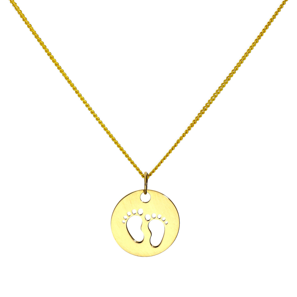 Collier pendentif en or 9 carats avec empreintes de pas découpées, 40 à 50 cm