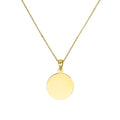 Collier pendentif rond en or 9 carats avec étiquette gravable, 40 à 50 cm