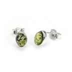 Petites boucles d'oreilles ovales en argent sterling et ambre de la Baltique