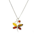 Collier papillon en argent sterling et ambre de la Baltique multicolore - 40 à 60 cm