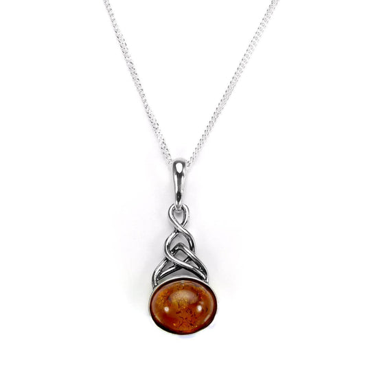 Pendentif tissé en argent sterling et ambre de la Baltique – 40 à 55 cm