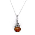 Pendentif tissé en argent sterling et ambre de la Baltique – 40 à 55 cm