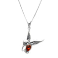 Pendentif colibri en argent sterling et ambre de la Baltique - 40 à 55 cm