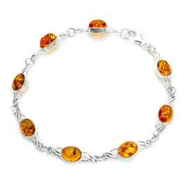 Bracelet chaîne en argent sterling et ambre de la Baltique