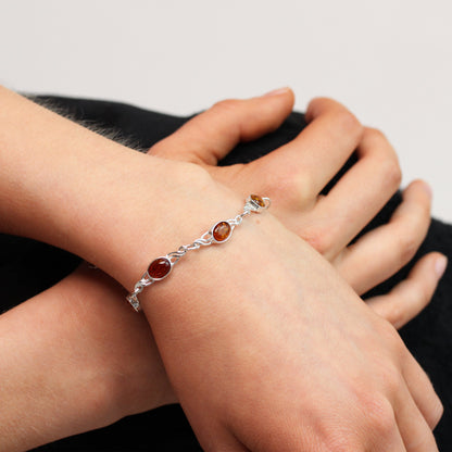 Bracelet chaîne en argent sterling et ambre de la Baltique
