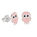 Boucles d'oreilles à tige en argent sterling avec hibou rose