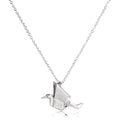 Collier avec pendentif grue en origami en argent sterling