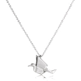 Collier avec pendentif grue en origami en argent sterling