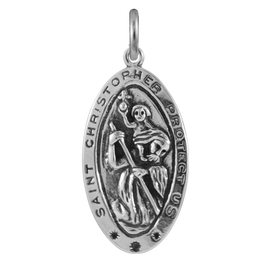 Breloque médaille Saint-Christophe en argent sterling