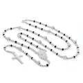 Collier de perles de chapelet en argent sterling