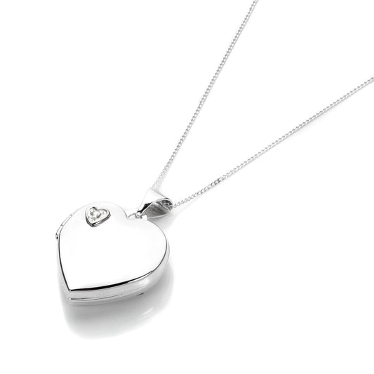 Médaillon cœur en or blanc 9 carats avec diamants
