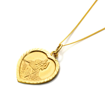 Collier personnalisé en or 9 carats avec cœur Saint-Christophe - 40 à 45 cm
