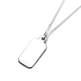 Pendentif rectangulaire gravable en argent sterling - 40 à 55 cm