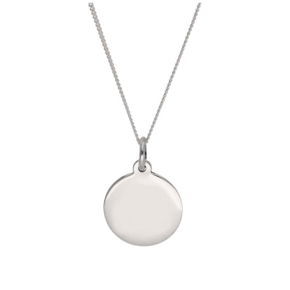 Pendentif rond gravable en argent sterling - 16 à 22 pouces