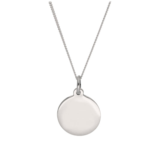 Pendentif rond gravable en argent sterling - 16 à 22 pouces