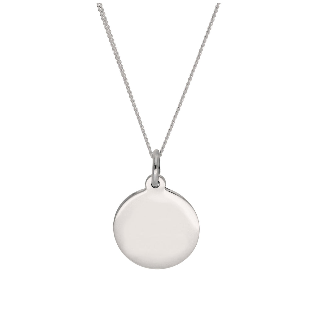 Pendentif rond gravable en argent sterling - 40 à 55 cm