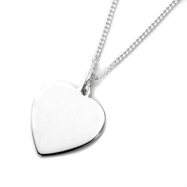 Grand pendentif cœur gravable en argent sterling - 40 à 60 cm