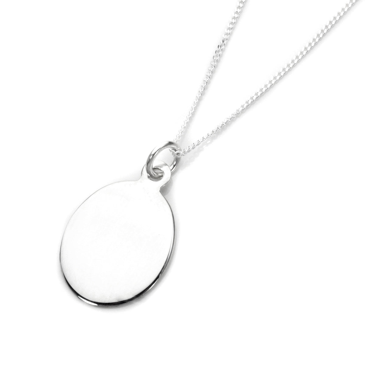 Pendentif ovale gravable en argent sterling - 40 à 55 cm