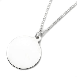 Grand pendentif rond gravable en argent sterling - 40 à 60 cm