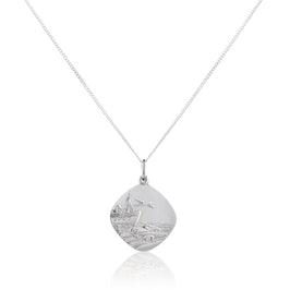 Grand pendentif réversible carré Saint-Christophe en argent sterling - 40 à 61 cm