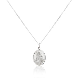 Pendentif ovale Saint-Christophe en argent sterling - 40 à 61 cm