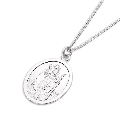 Pendentif ovale Saint-Christophe en argent sterling - 40 à 61 cm