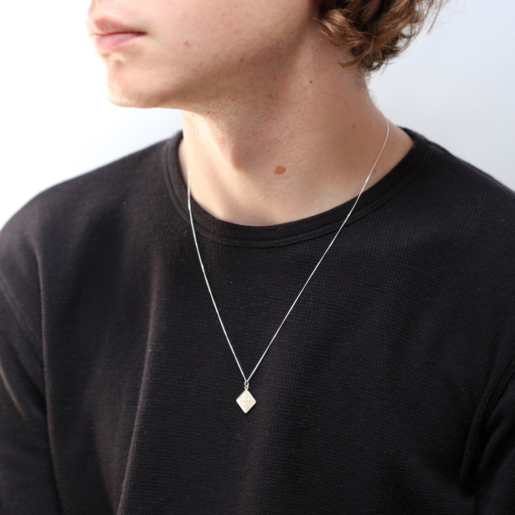 Pendentif Saint-Christophe carré en argent sterling