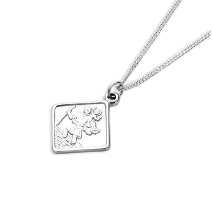 Pendentif Saint-Christophe carré en argent sterling