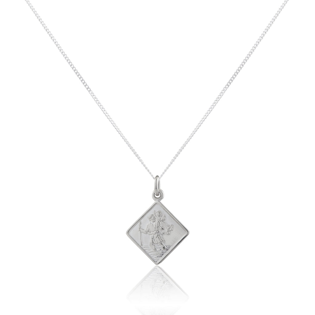 Pendentif Saint-Christophe carré en argent sterling