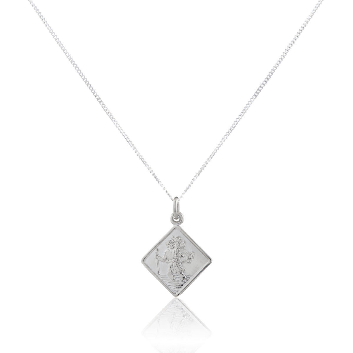 Pendentif Saint-Christophe carré en argent sterling