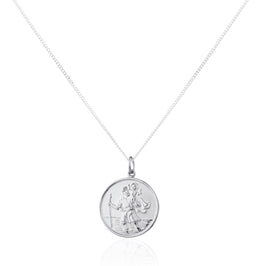 Grand pendentif rond Saint-Christophe en argent sterling - 40 à 61 cm