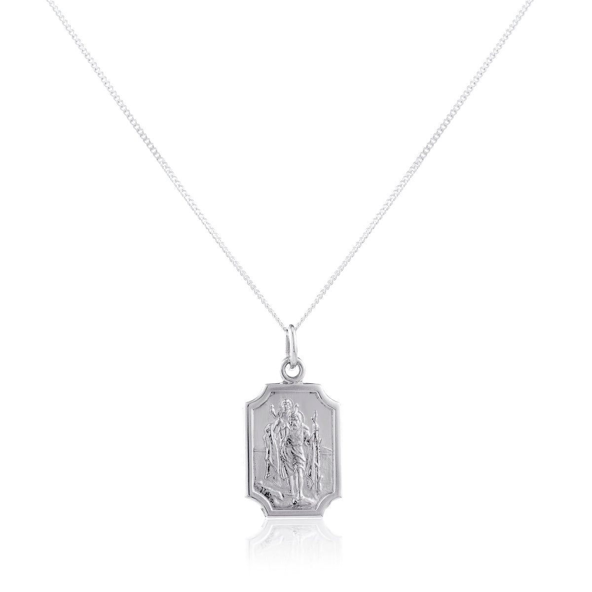 Pendentif en argent sterling avec petite plaque Saint-Christophe - 40 à 55 cm