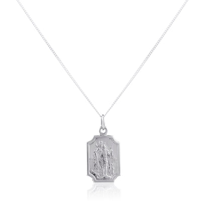 Pendentif en argent sterling avec petite plaque Saint-Christophe - 40 à 55 cm
