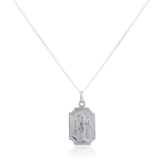 Pendentif en argent sterling avec petite plaque Saint-Christophe - 40 à 55 cm