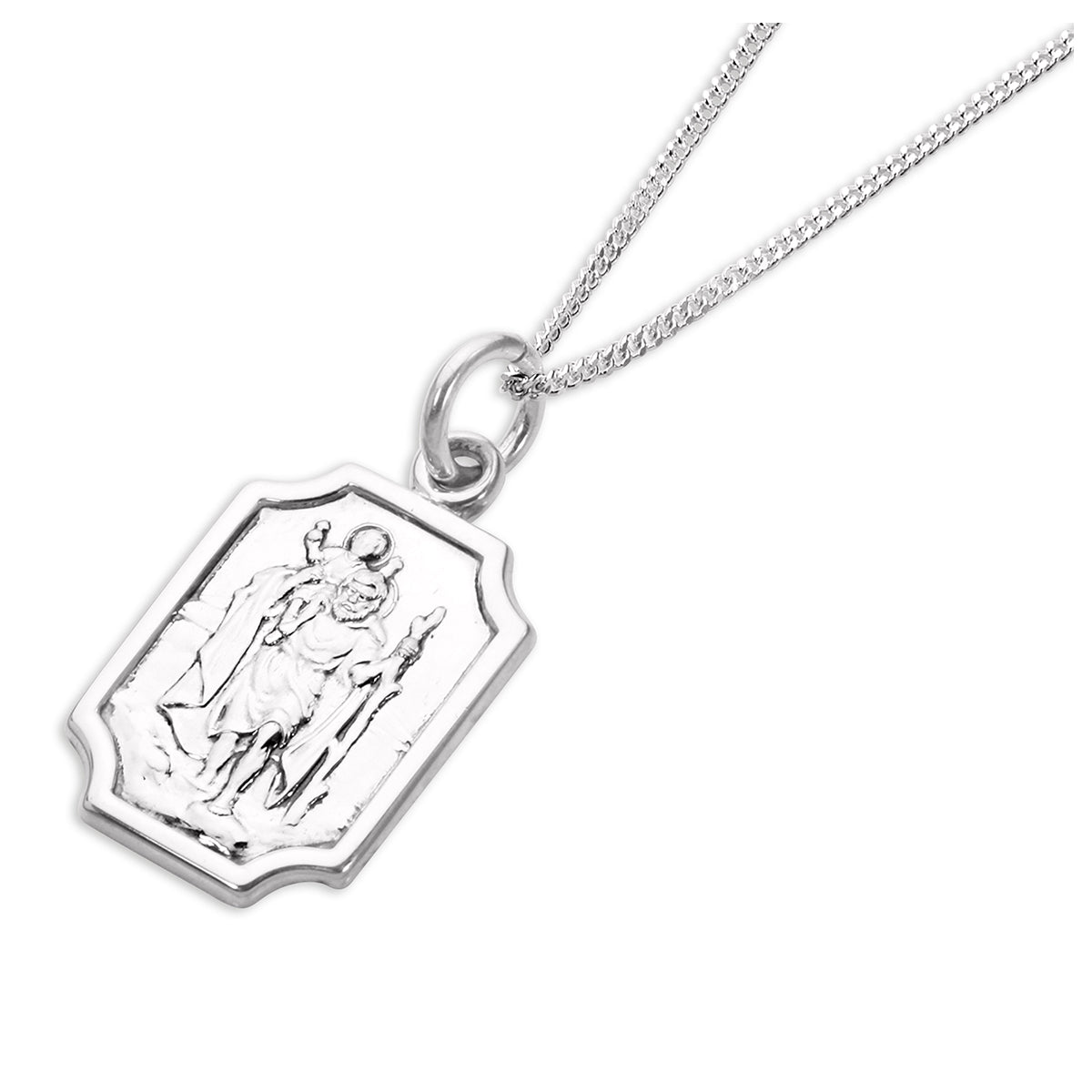 Pendentif en argent sterling avec petite plaque Saint-Christophe - 40 à 55 cm