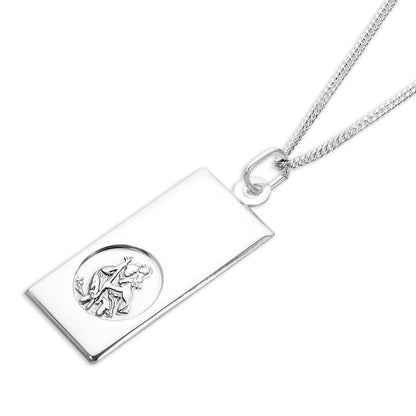 Grand pendentif Saint-Christophe moderne en argent sterling - 16 à 24 pouces