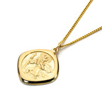 Grand pendentif réversible carré Saint-Christophe en or 9 carats - 45 à 50 cm