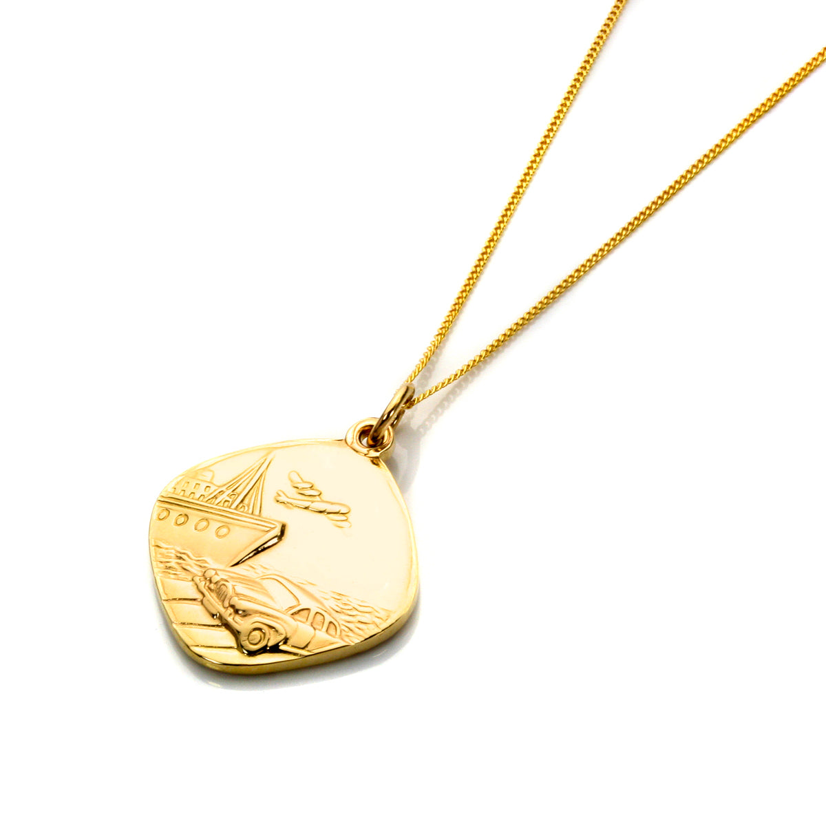 Pendentif Saint-Christophe réversible en or 9 carats de taille moyenne (40 à 46 cm)